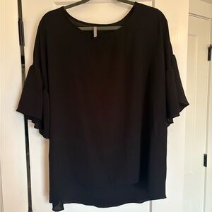 Chic Black Red Lolly Ruffle Sleeve Blouse